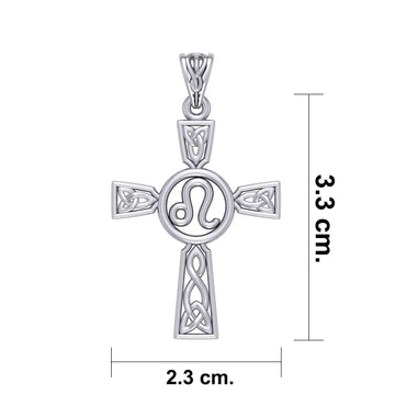 Celtic Cross Leo Astrology Zodiac Sign Silver Pendant TPD5952 - Jewelry
